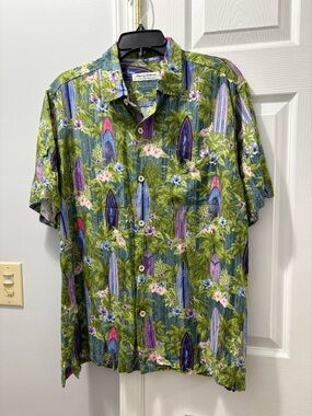 Tommy Bahama Veracruz Cay Surf Shop Camp Shirt Size Large